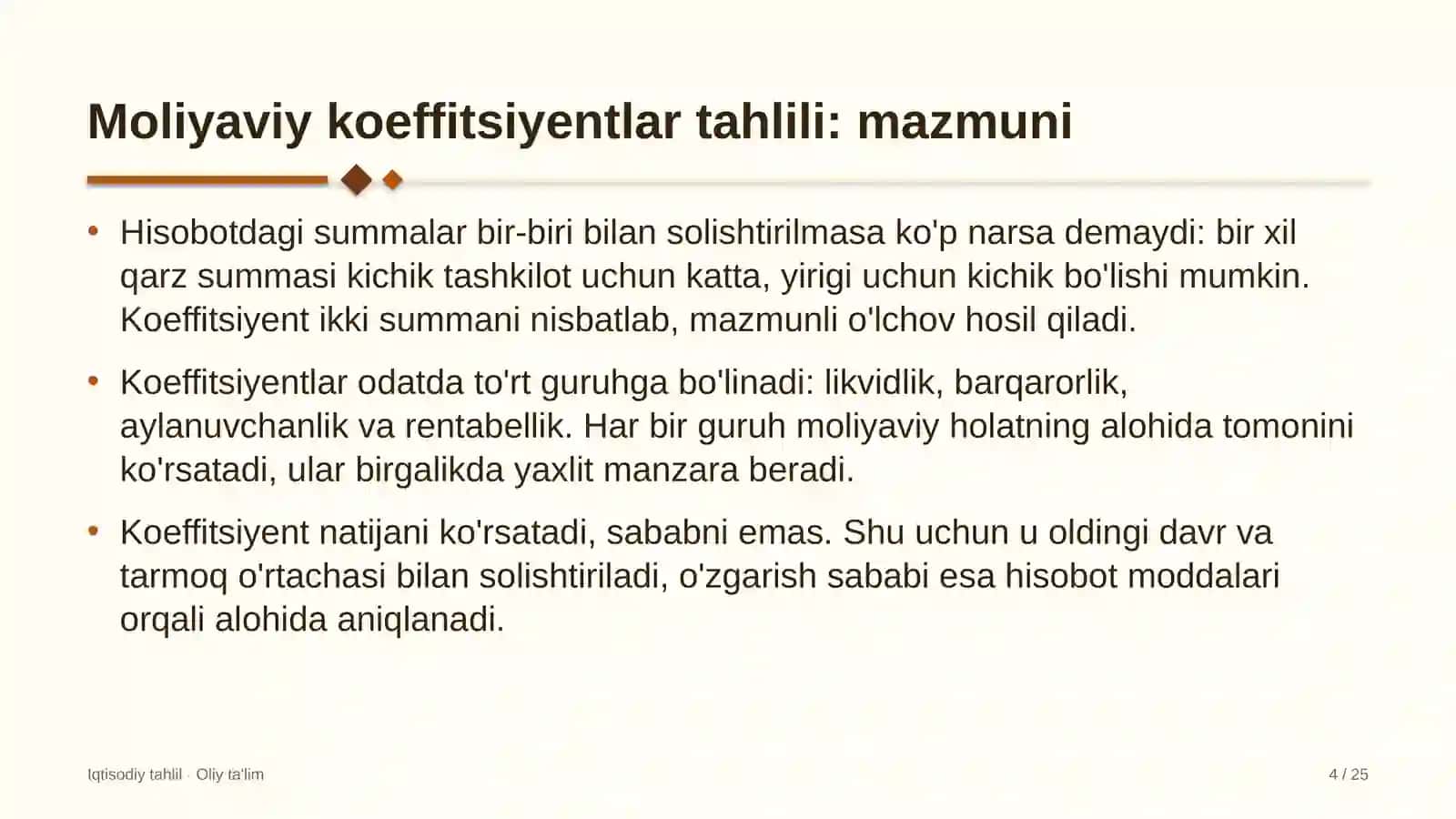 Moliyaviy koeffitsiyentlar tahlili: mohiyati 4