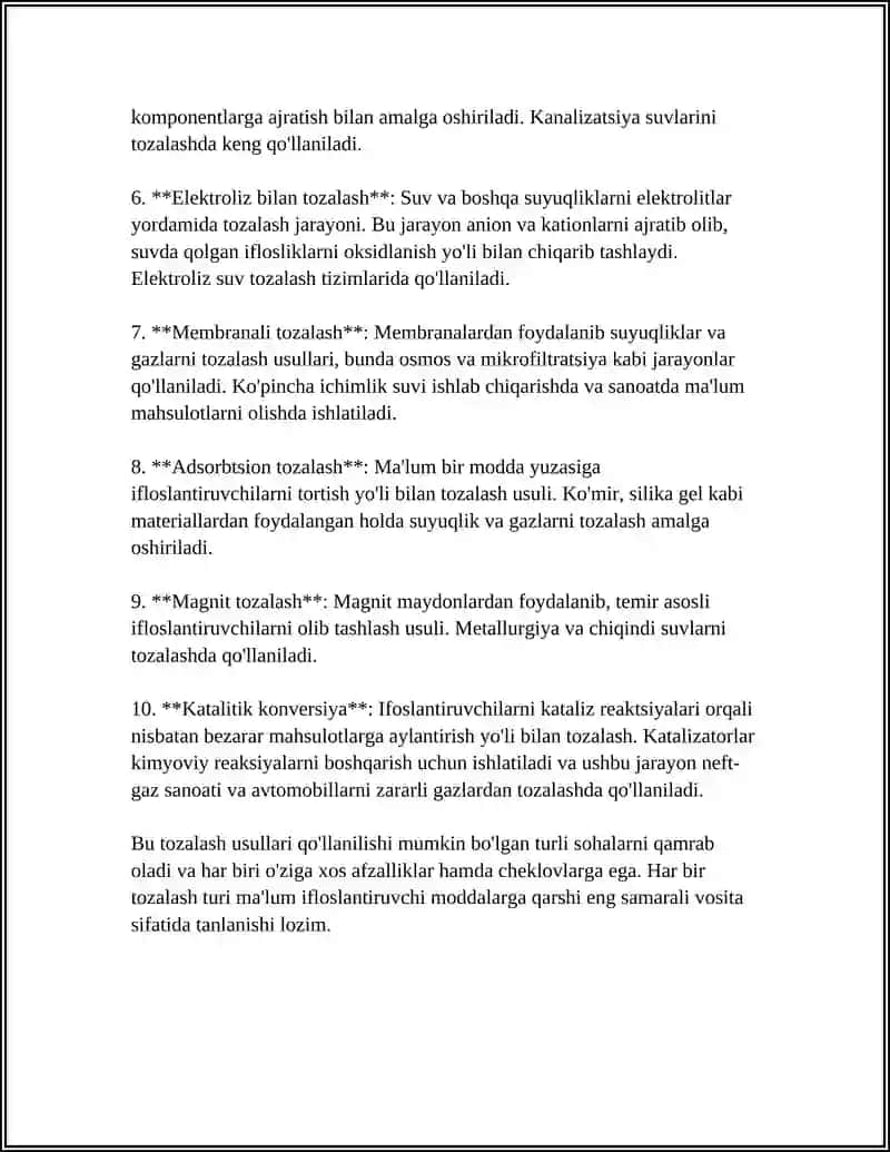 REFERAT Mavzu: TOZALASH TURLARI VA TASNIFI 4