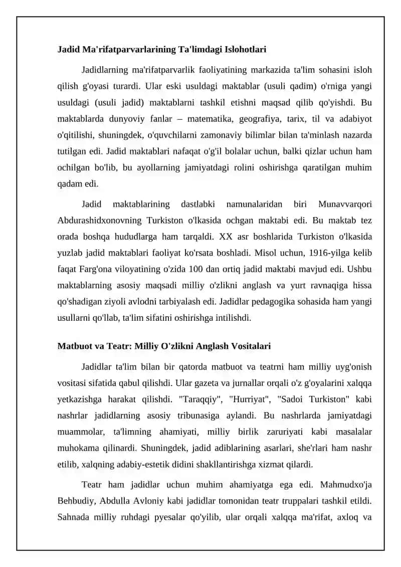 Jadidchilik: Ma'rifatparvarlikdan Milliy Uyg'onishgacha 4