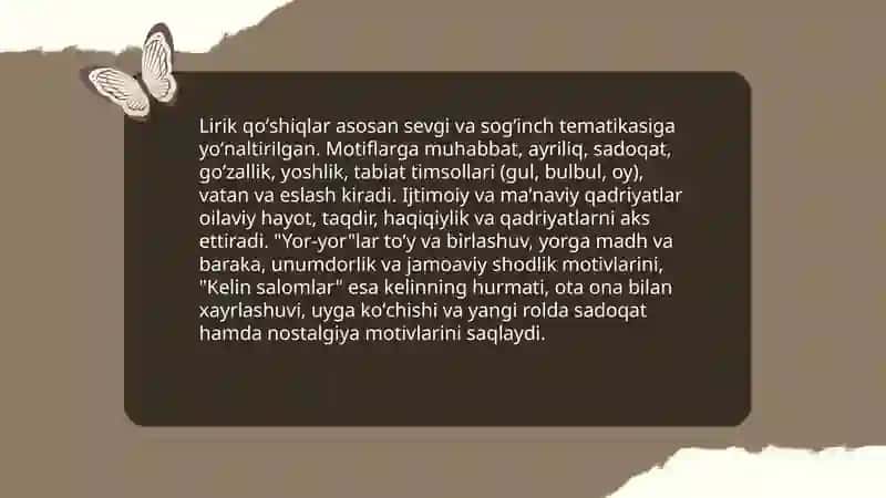 Qoʻshiqlarning janr xususiyatlari va adabiy jarayonlarda oʻrganilishi 4