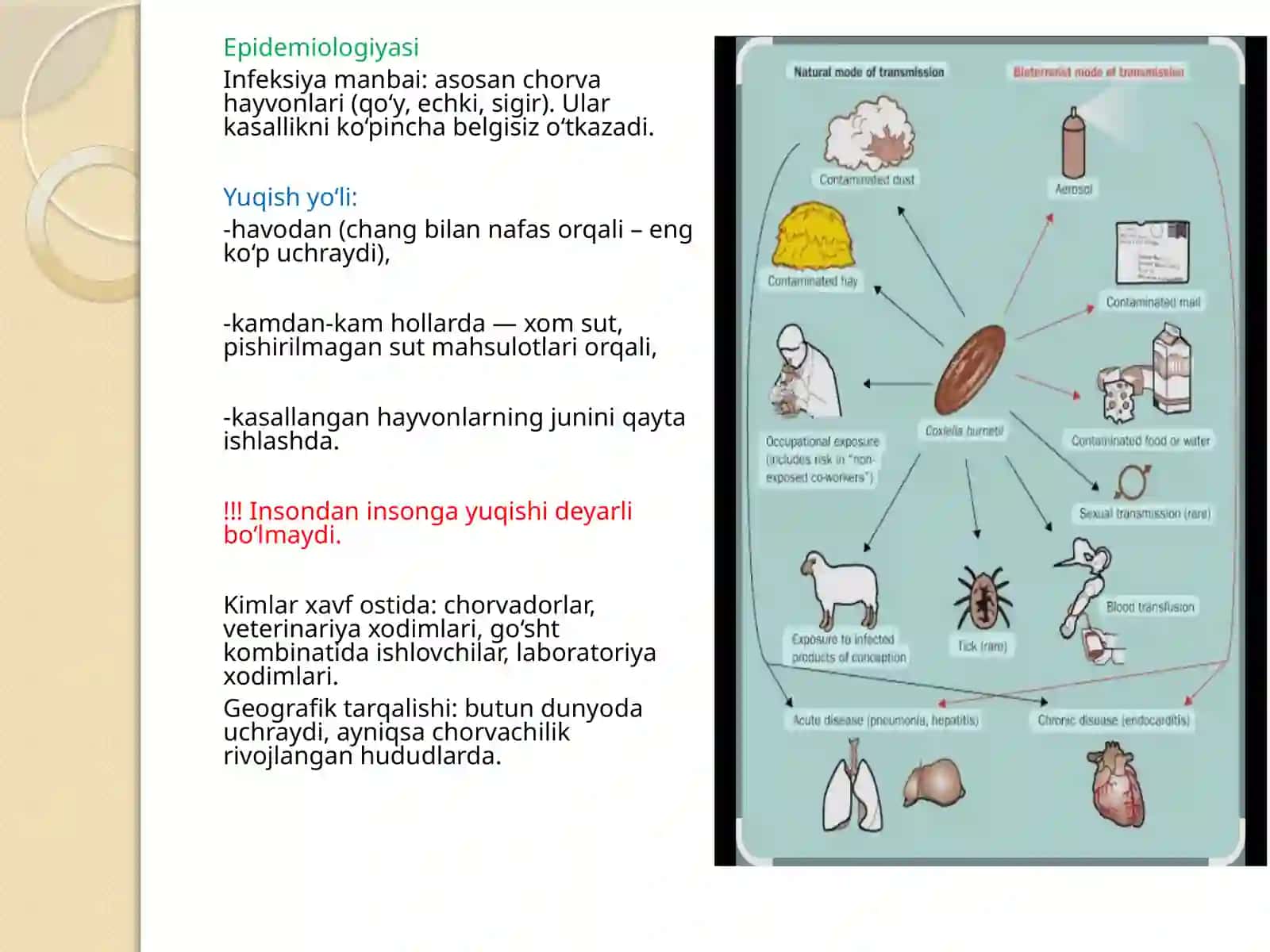 Ku-isitmasi etiologiyasi, epidemiologiyasi, patogenezi, diagnostikasi va tashxislash 4