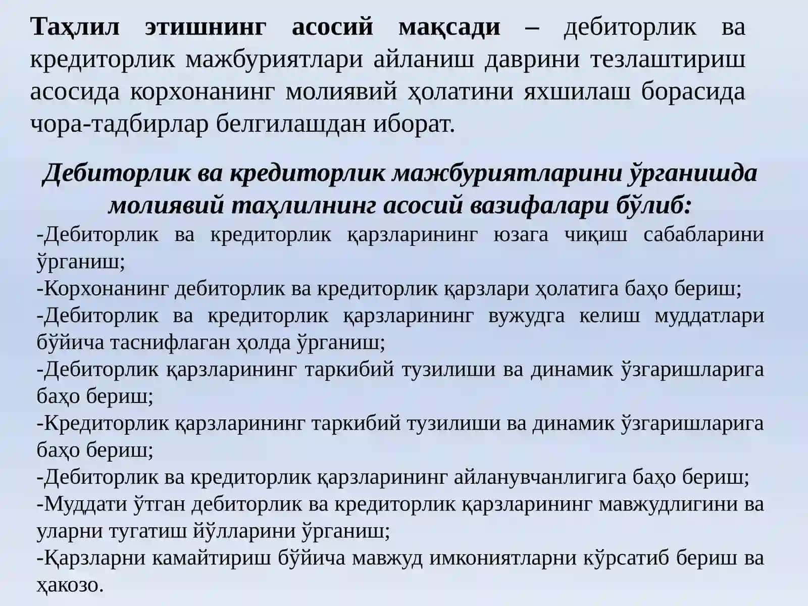 Debitorlik va kreditorlik qarzlarining tahlili 4