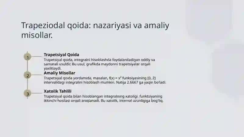 Eng sodda kvadratur formulalari. Eng sodda trapetsiya, Simpson kvadratur formulalari va ularning xatoliklari 4