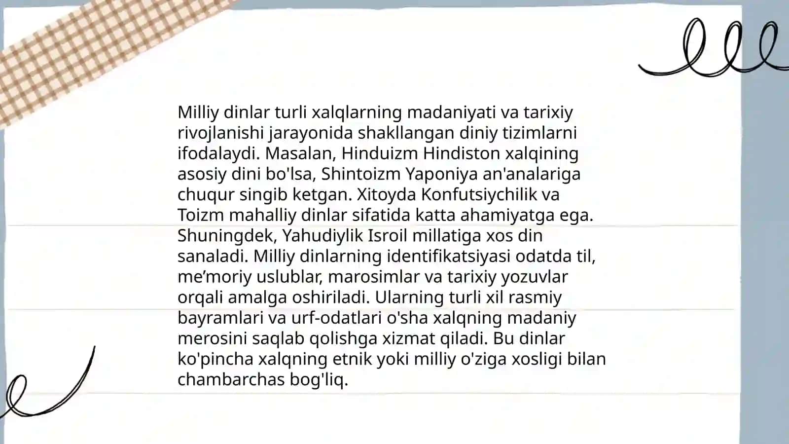 Milliy dinlar 4