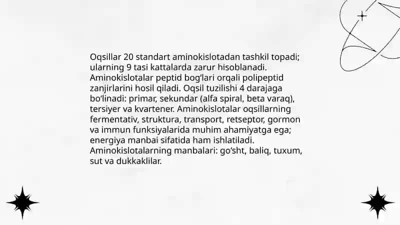 Asosiy oziqaviy moddalar oqsillar 4