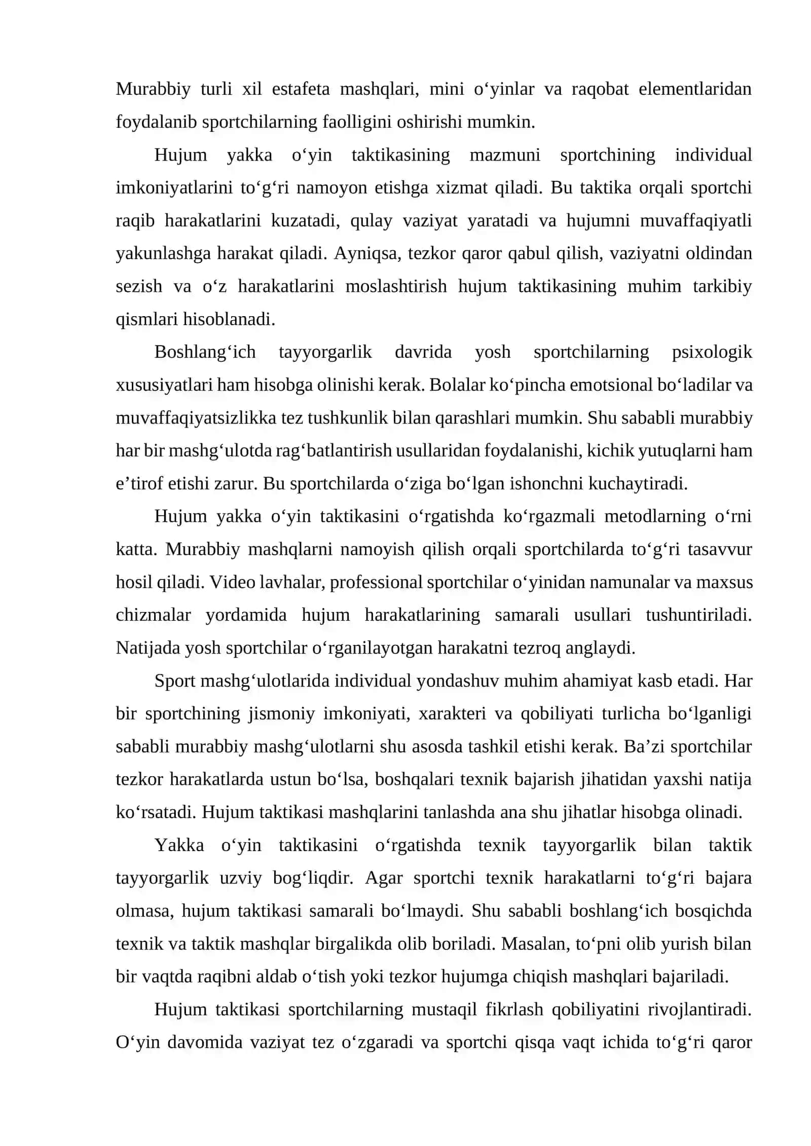 Boshlang‘ich tayyorgarlik bosqichida hujum yakka o‘yin taktikasini o‘rgatish usullari 4