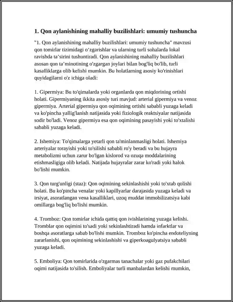 Qon aylanishining mahalliy buzilishlari: umumiy tushuncha 4