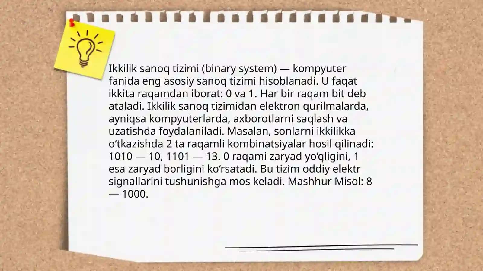 Sanoq tizimlari. Maʼlumotlarni kodlashtirish. Klassifikatorlar 4
