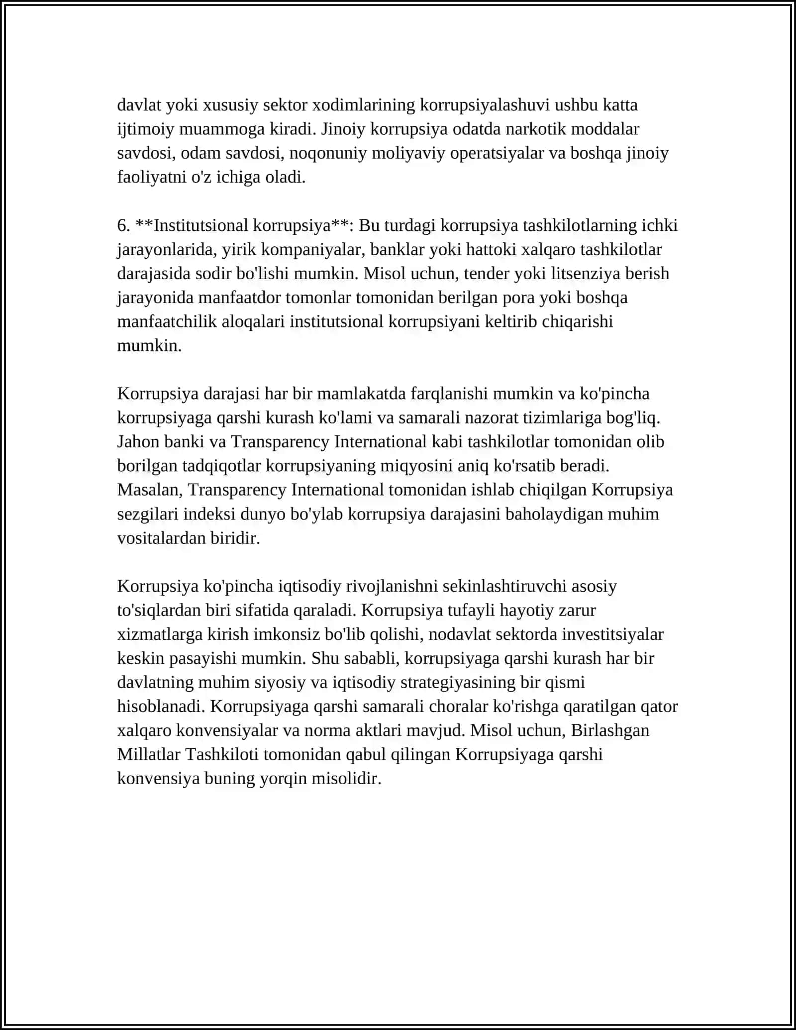 MUSTAQIL ISH Mavzu: KORRUPSIYA 4