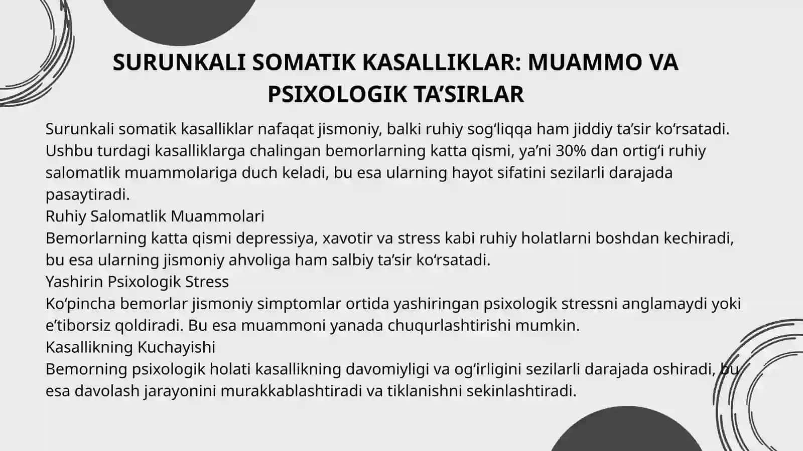 YATRO POTOGENYA SURUNKALI SOMOTIK KASALLIKLARI BILANXASTALANGANBEMORLARPSIXOLOGIYASI KLINIK PSIXOLOGIK ENTERVETSIYA TIZIMI 4