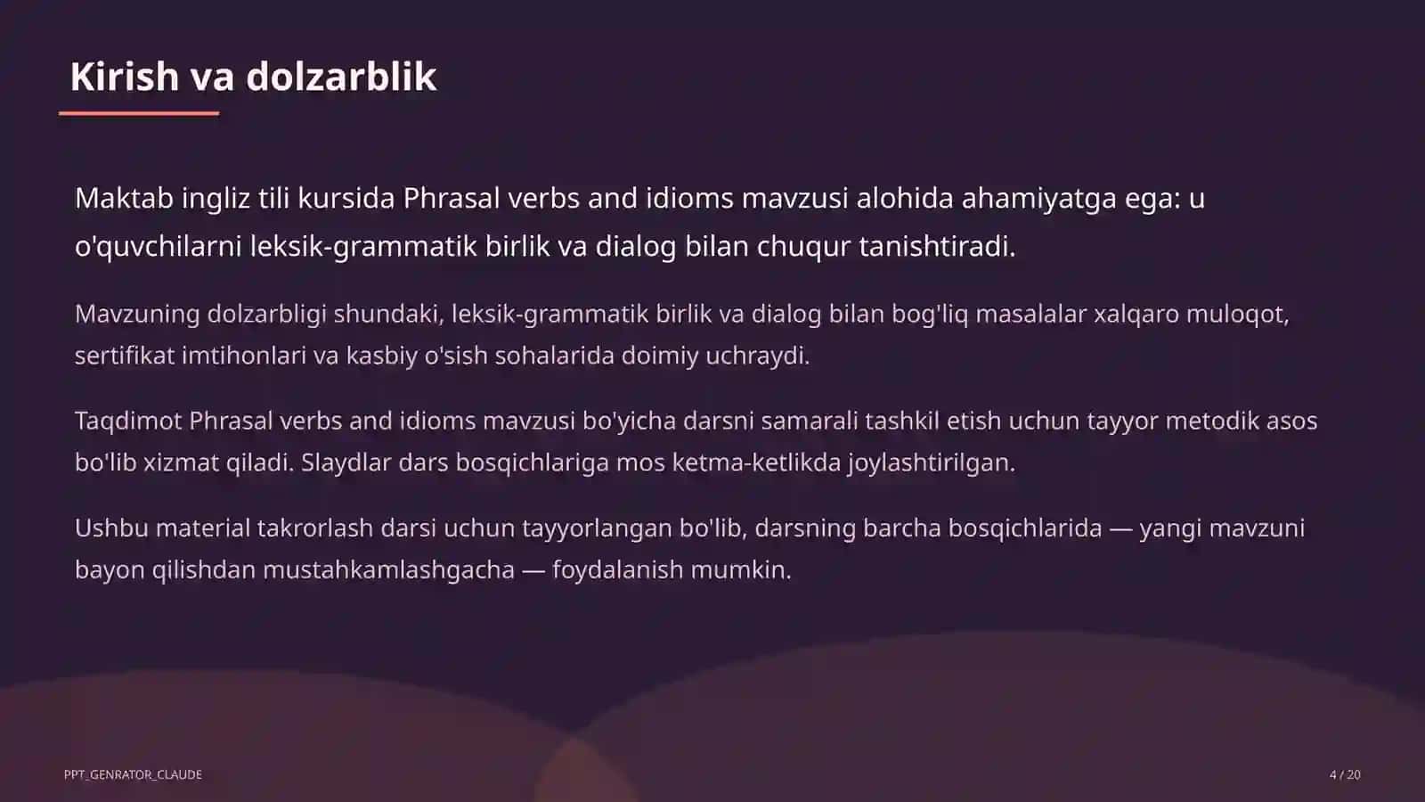 Phrasal verbs and idioms (11-sinf) 4