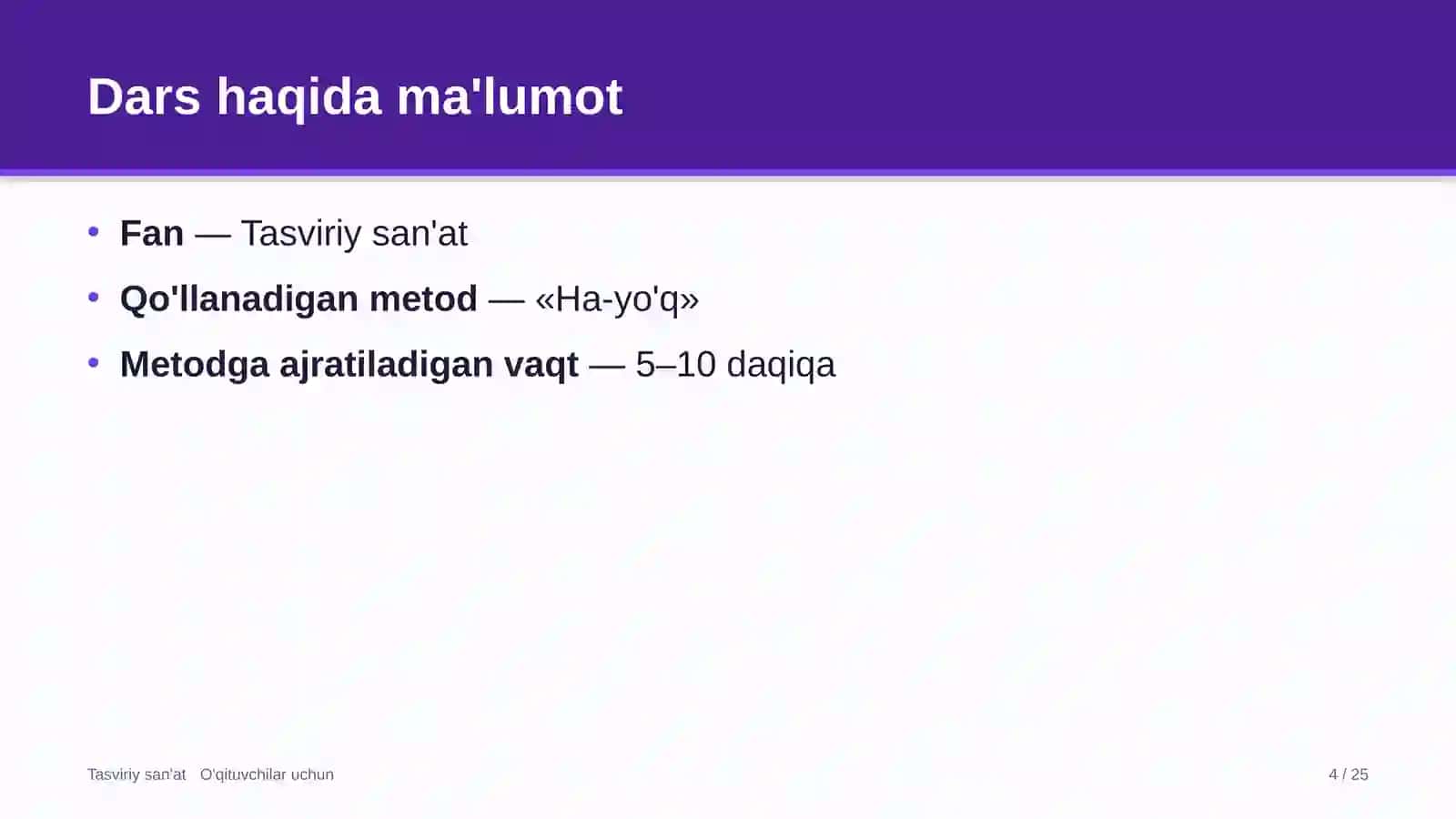 tasviriy san'at darslarida ha yo'q metodidan foydalanish 6083 4