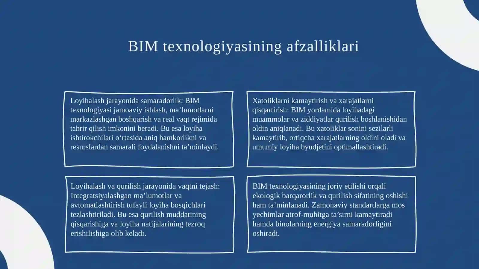 BIM texnologiyasi va me'yoriy hujjatlar 4
