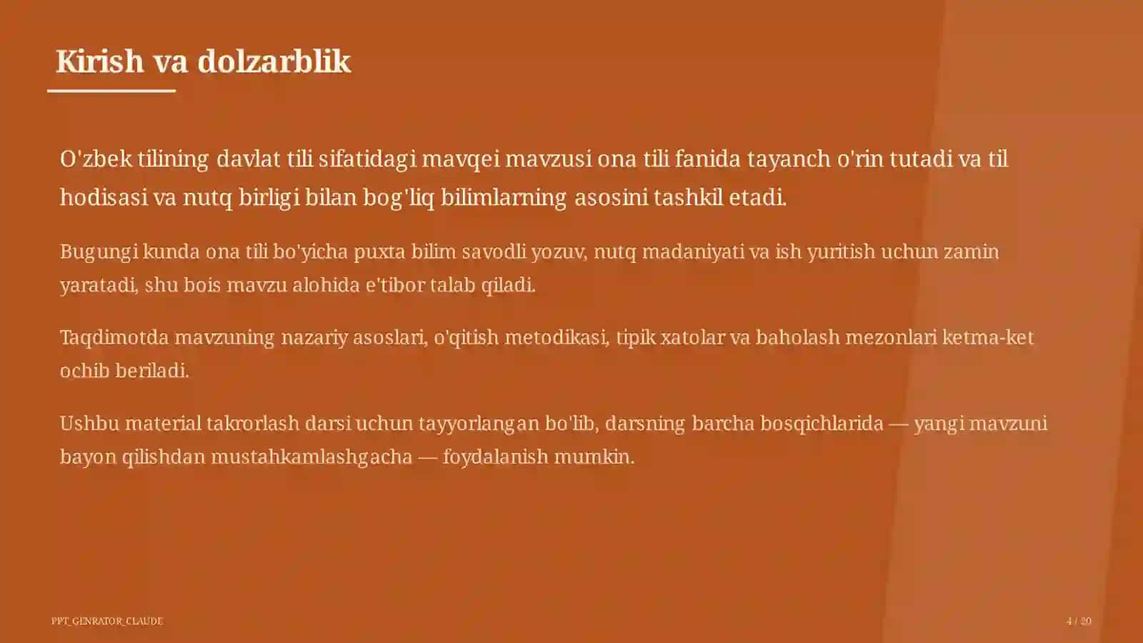 O'zbek tilining davlat tili sifatidagi mavqei (11-sinf) 4