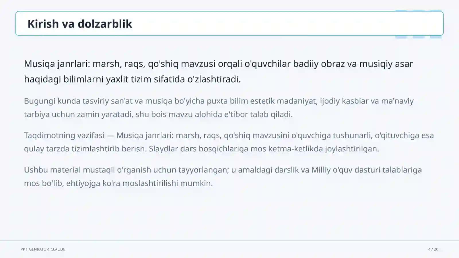 Dars rejasi 4