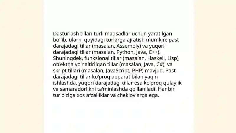 Dasturlash tillari va ularning imkoniyatlari. 4
