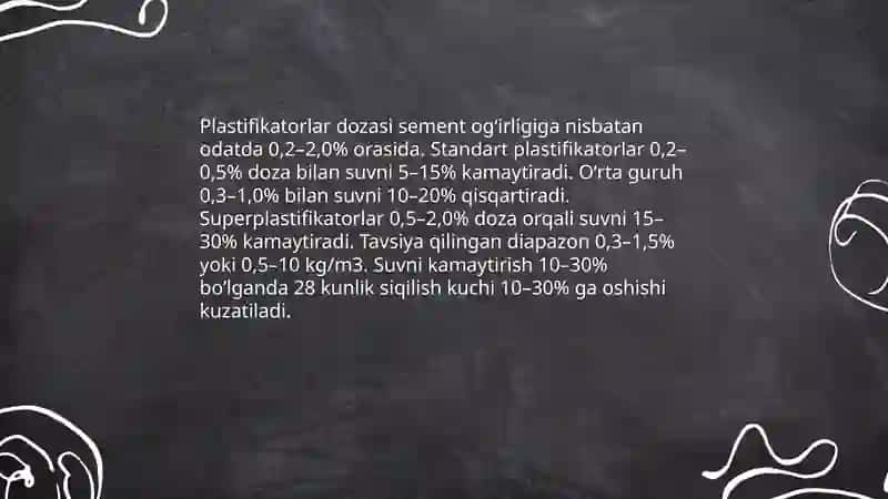 Plastifikatorlar qo'shish texnologiyasi 4