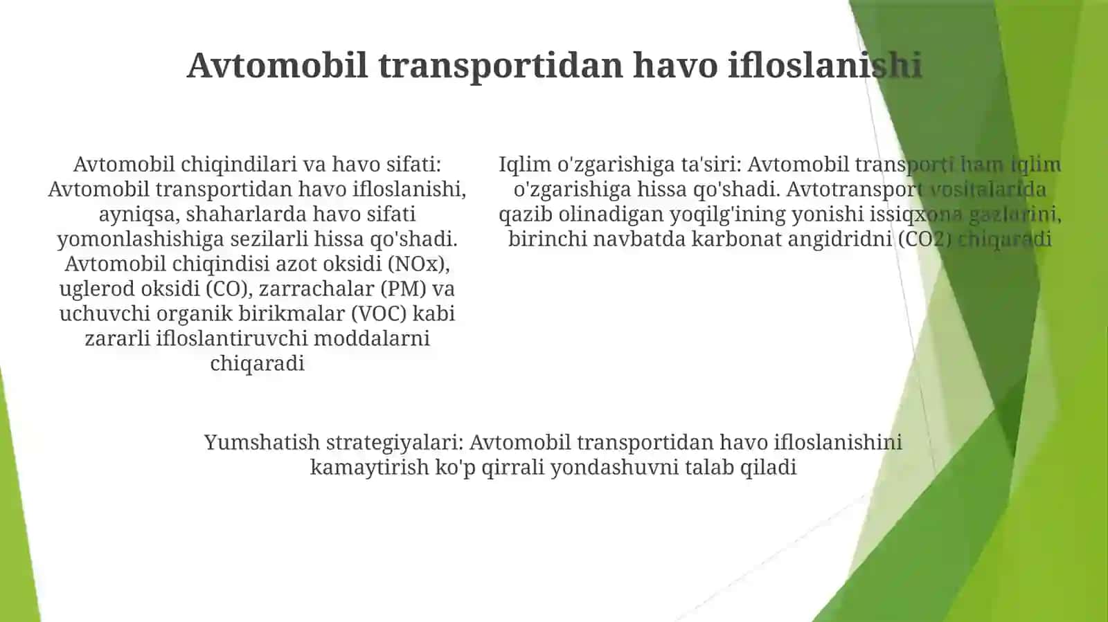 Avtomabil Transporti Va Atrof MuhitMuhofazasi 4