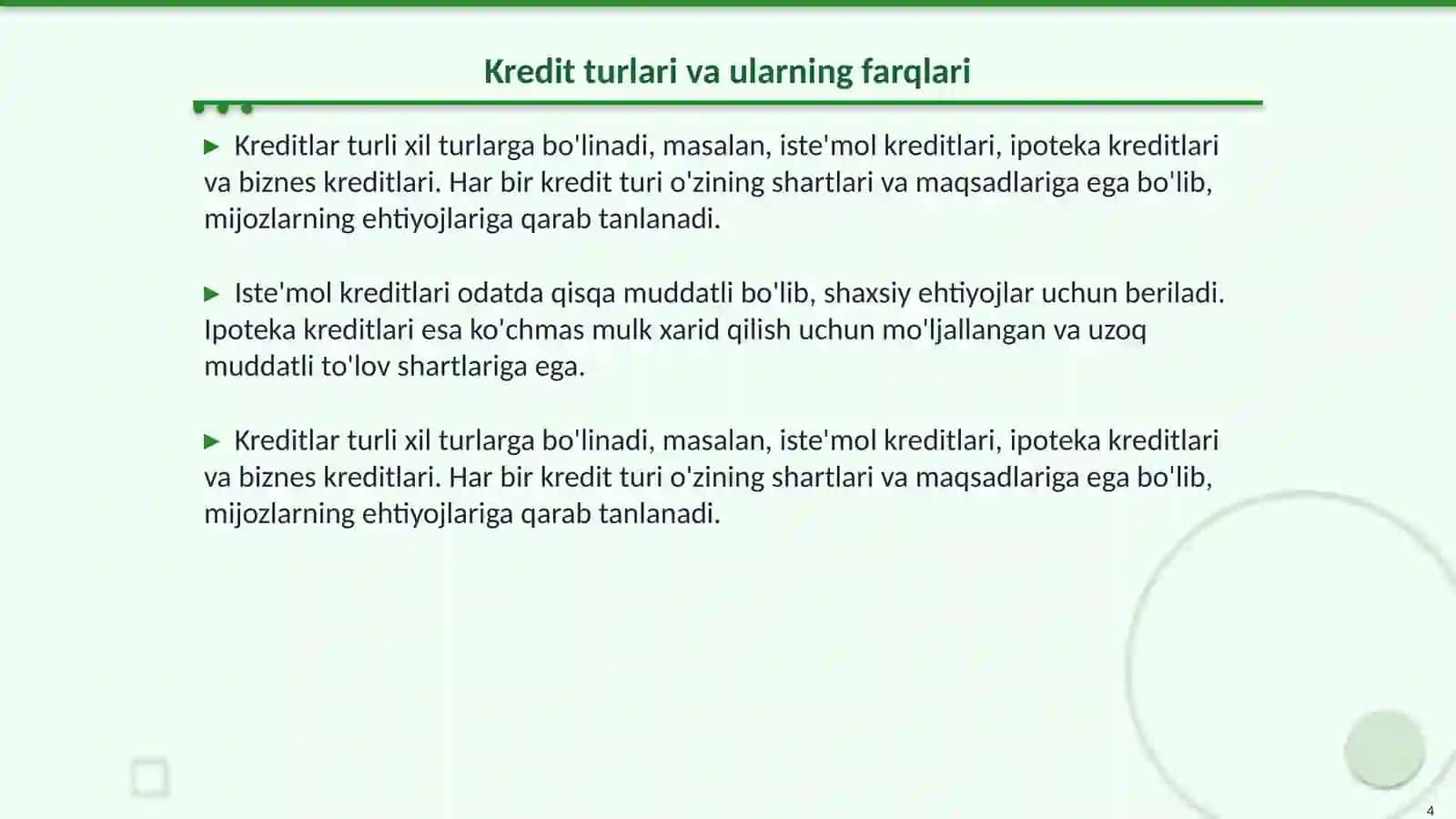 Banklarda kredit operatsiyalarining buxgalteriya hisobi 4