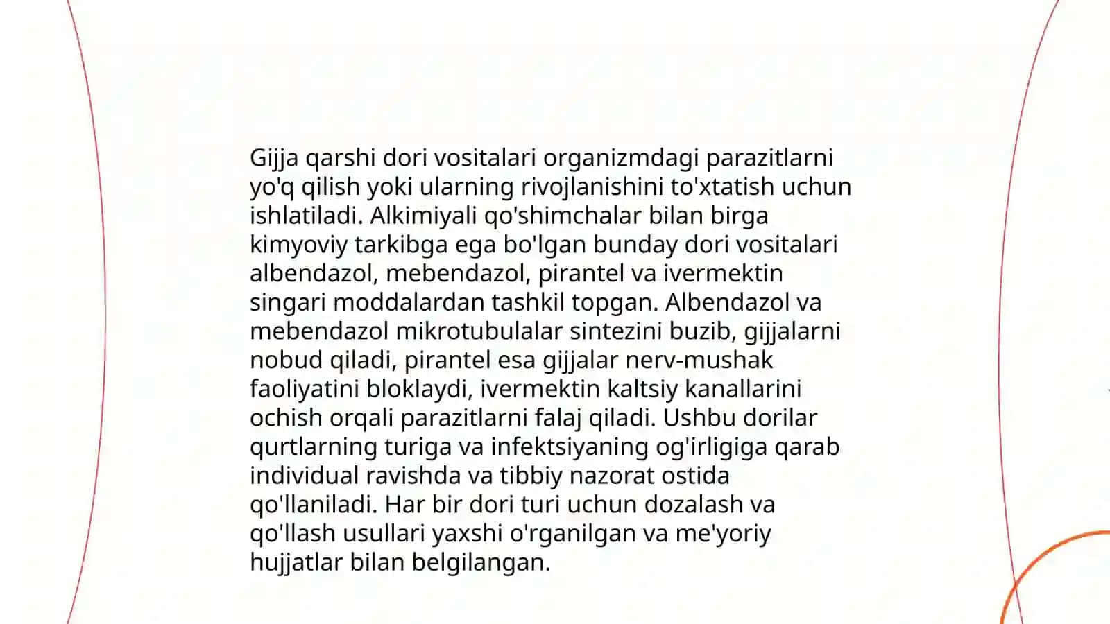 Virusga qarshi, gijja va moxovga qarshi dori vositalar farmakologiyasi 4