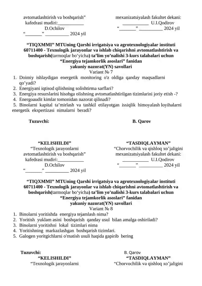 Texnologik jarayonlarni avtomatlashtirish va boshqarish 4