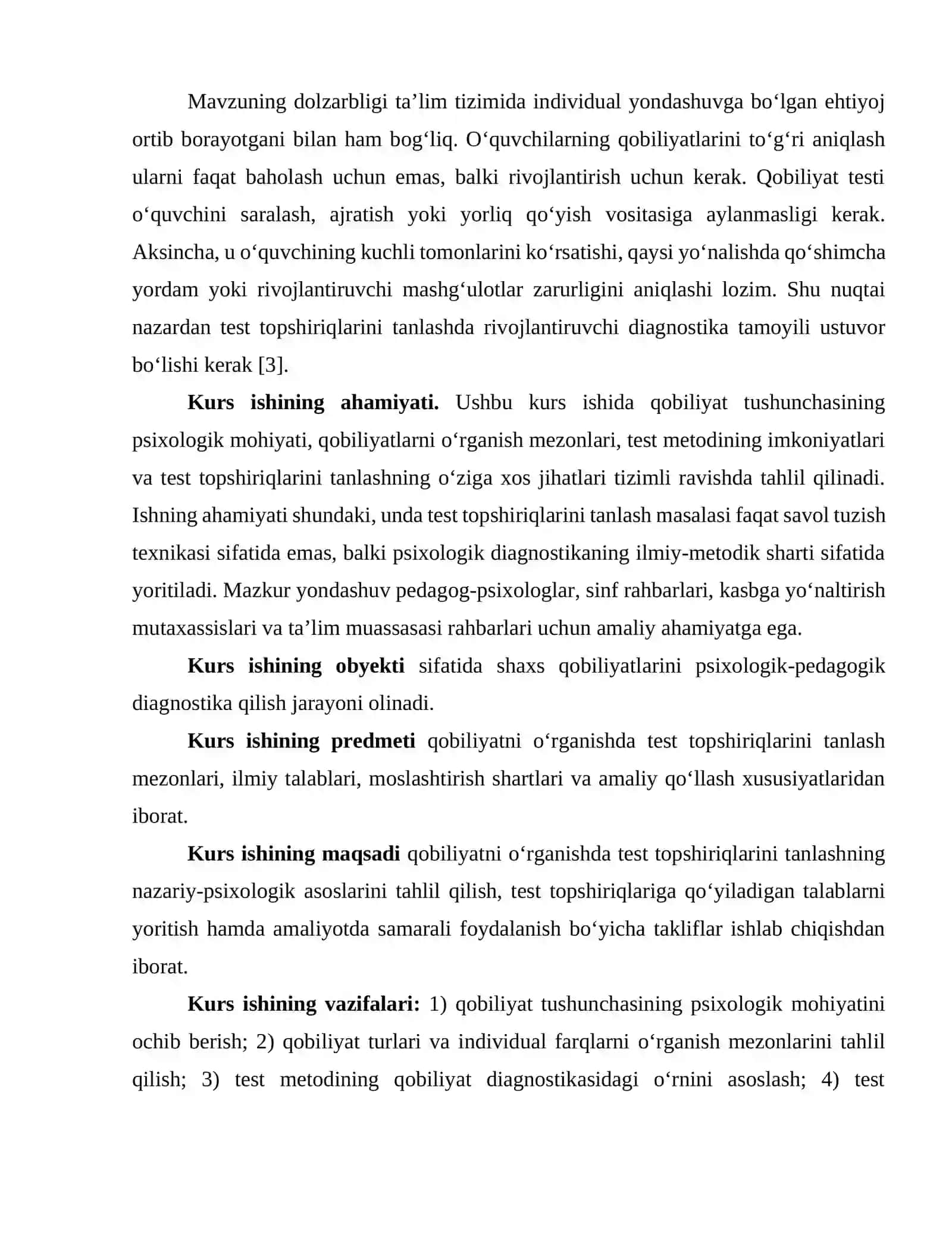 Qobiliyatni o'rganish test topshriqlarni tanlashning o'ziga xos jihatlar 4