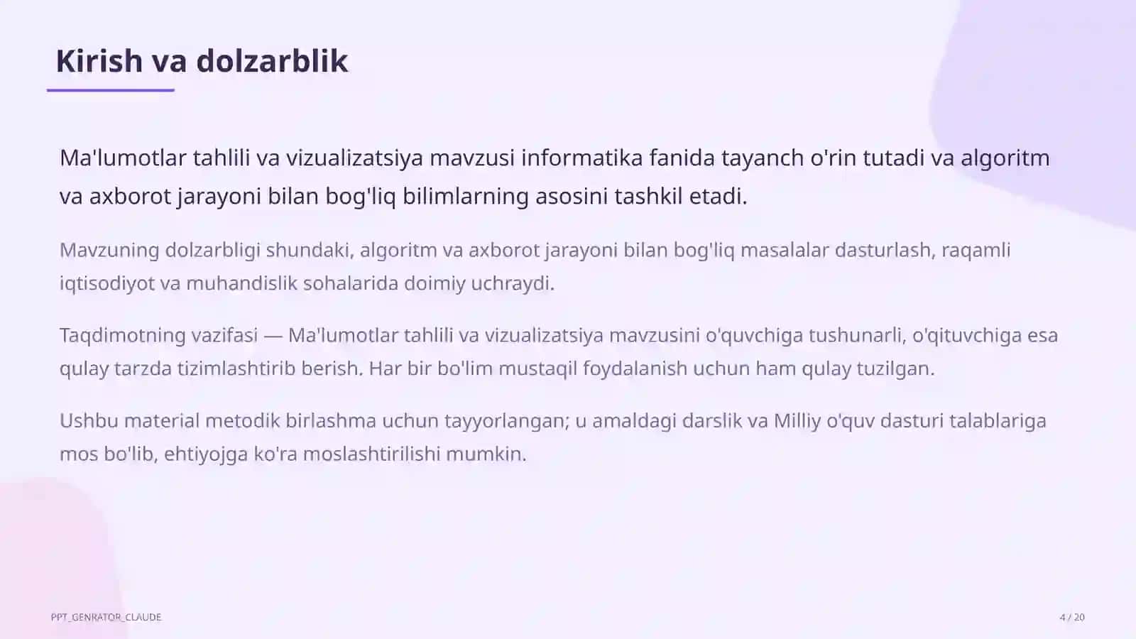 Informatika va axborot texnologiyalari (5–11) — metodik birlashma uchun 4