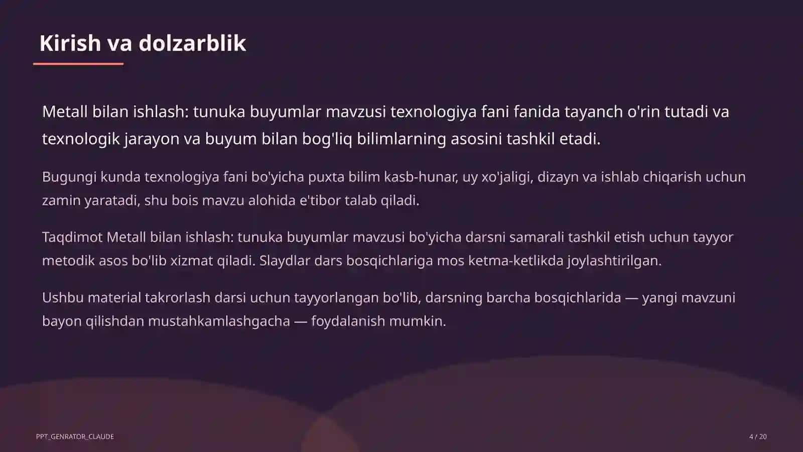 Metall bilan ishlash: tunuka buyumlar (6-sinf) 4