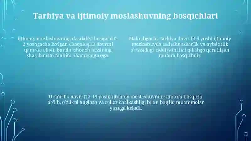 Shaxsning rivojlanishi, tarbiyasi va ijtimoiylashuvi 4