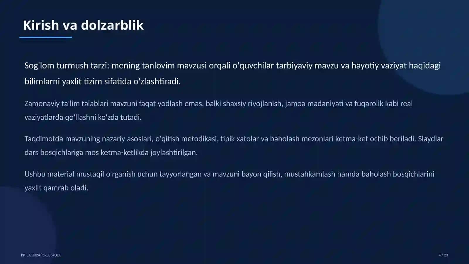Sog'lom turmush tarzi: mening tanlovim 4
