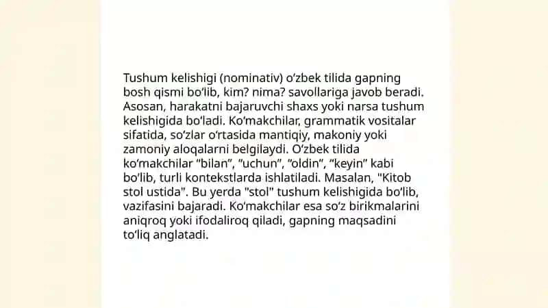 Ko'makchi va kelishiklar vazifadoshlik ko'makchilar 4