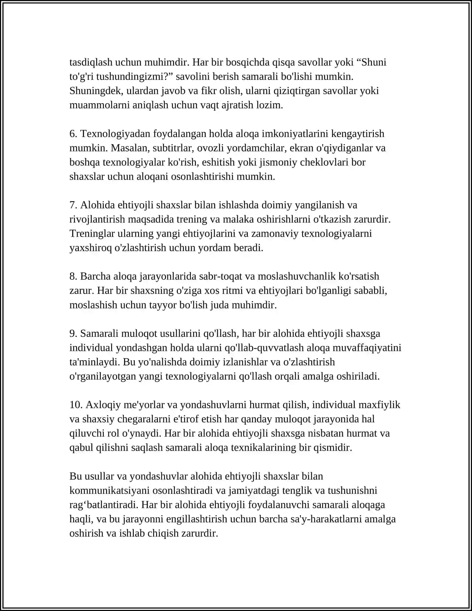 ALOHIDA EHTIYOJLI FOYDALANUVCHILAR UCHUN TRENINGLAR 4