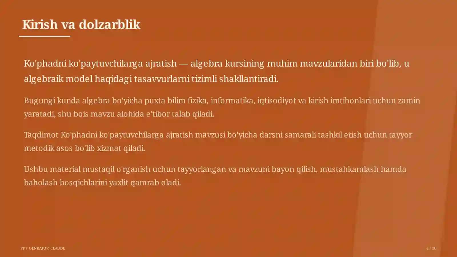 Ko'phadni ko'paytuvchilarga ajratish (7-sinf) 4
