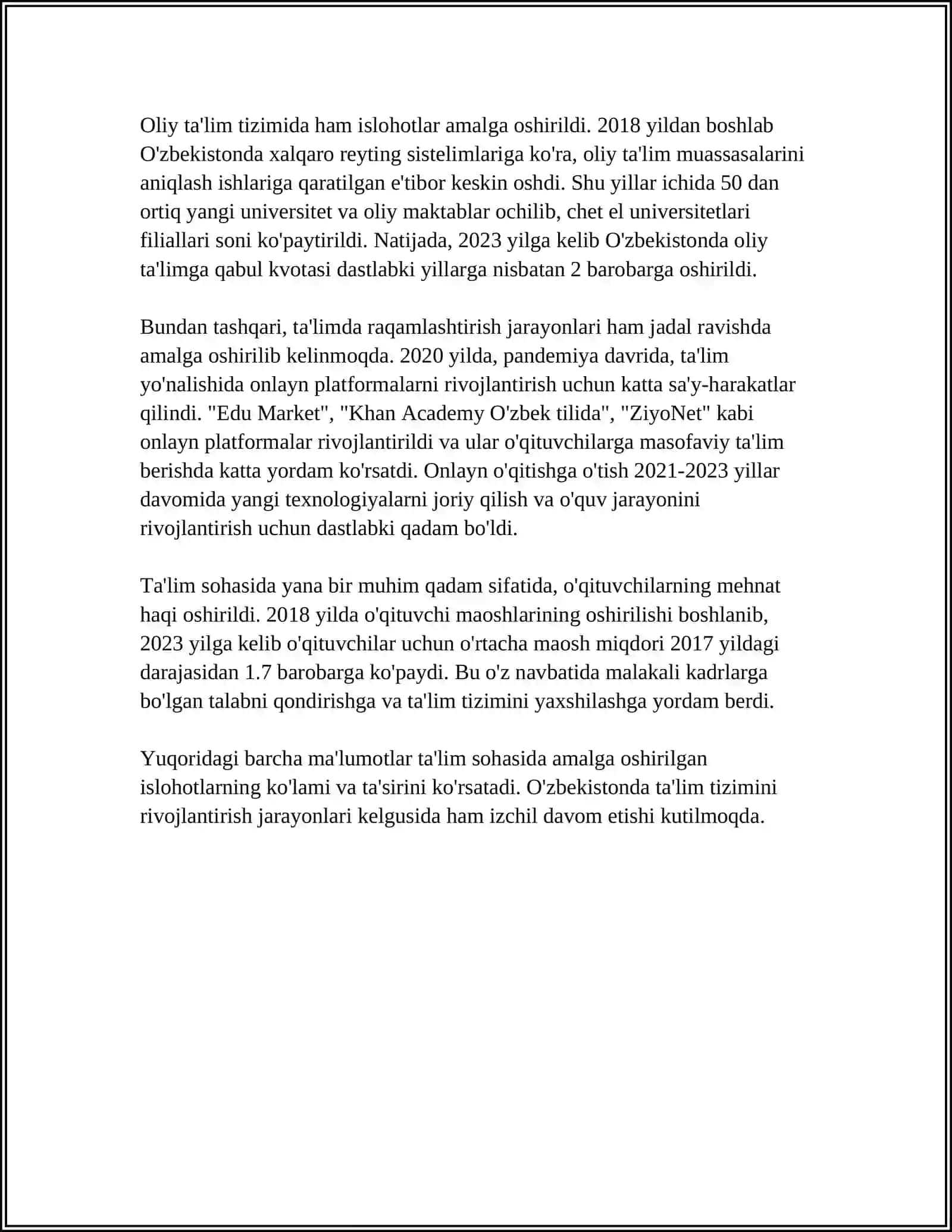 OʻZBEKISTON RESPUBLIKASIDAGI IJTIMOIY SOHADAGI ISLOHOTLAR 4