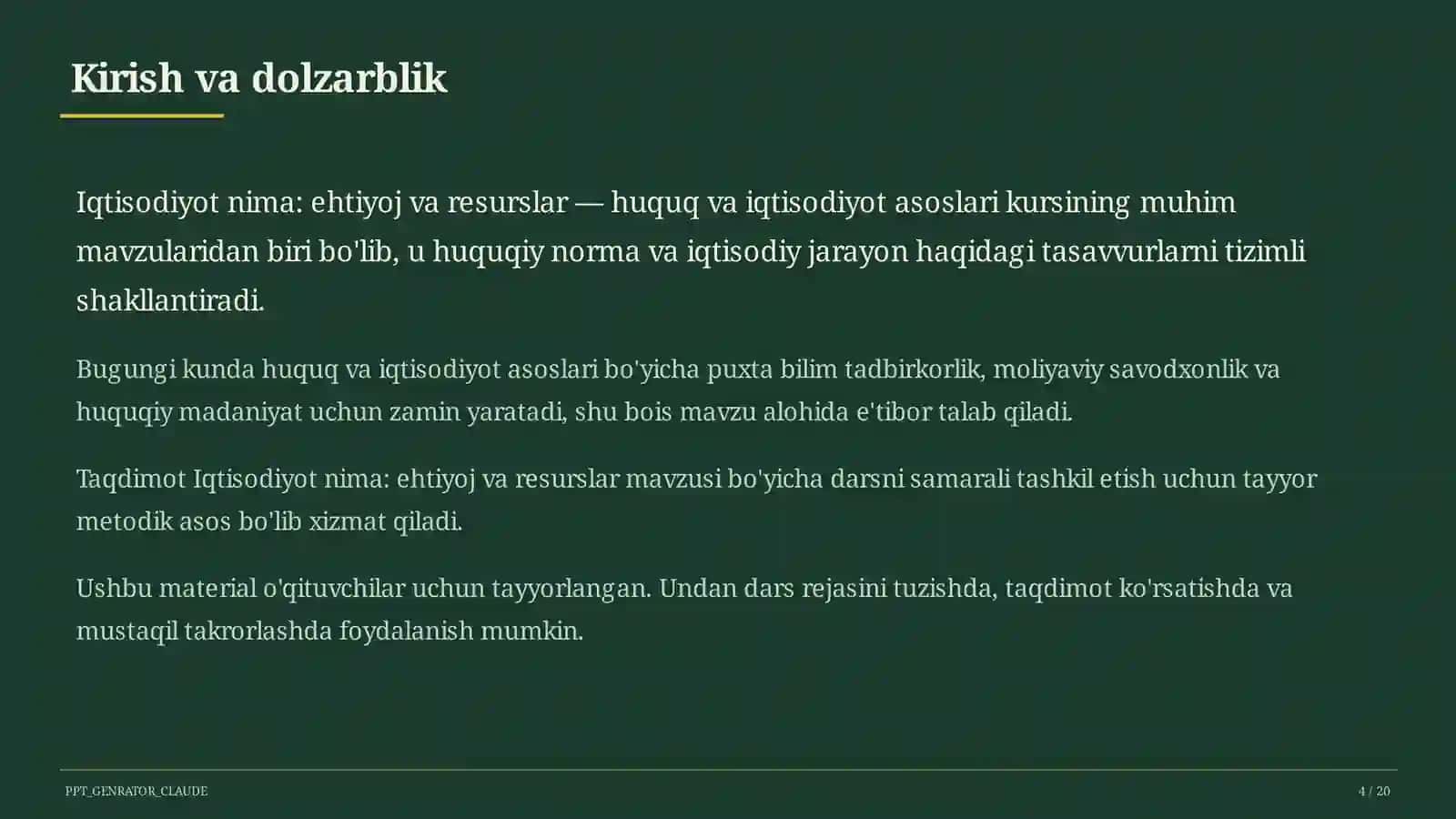 Iqtisodiyot nima: ehtiyoj va resurslar (9-sinf) 4
