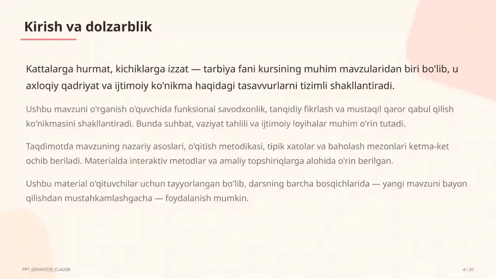 Kattalarga hurmat, kichiklarga izzat (2-sinf) 4