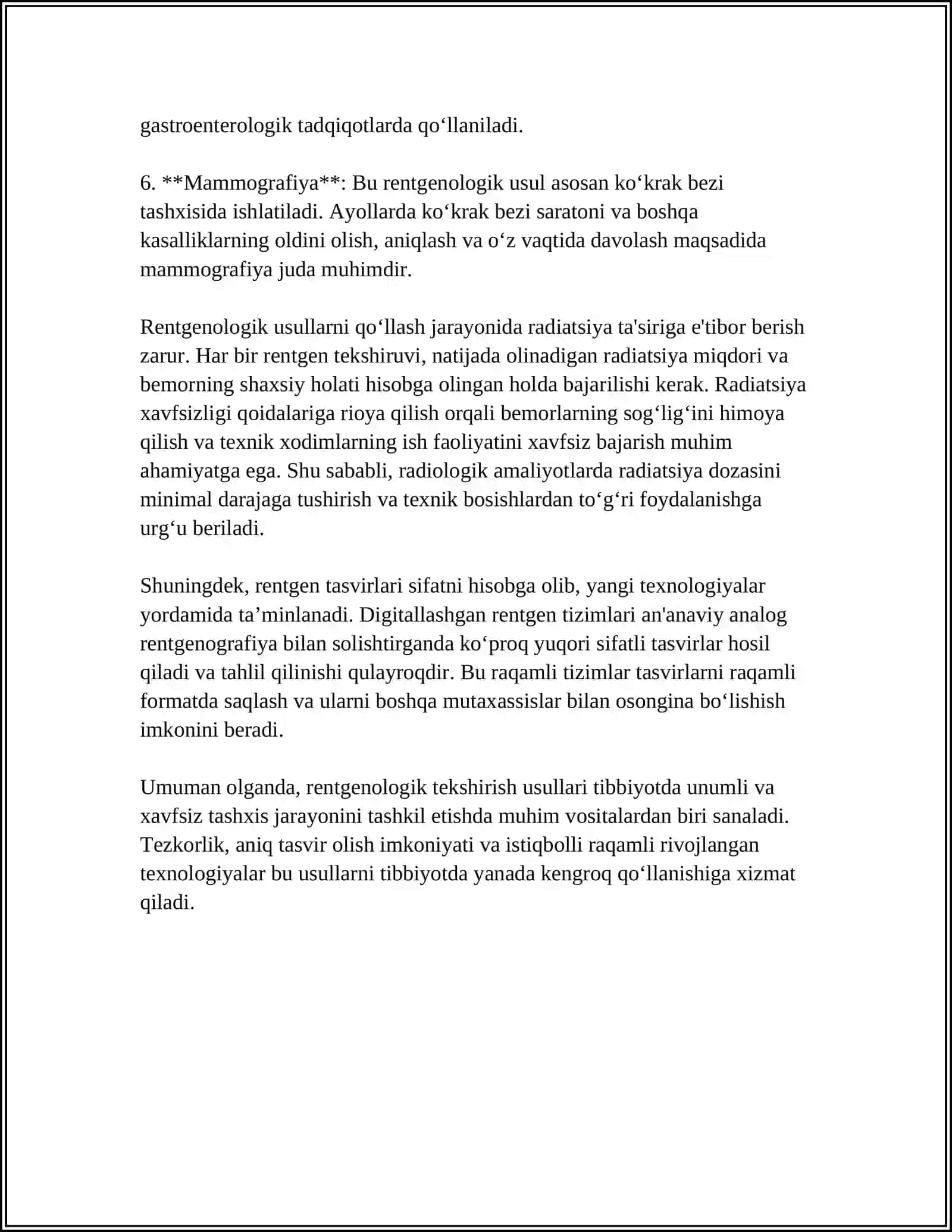 XAZM TIZIMINI INSTRUMENTAL TEKSHIRISH USULLARI: RENTGENOLOGIK EZOFAGOGASTRODUODENOSKOPIK, KOLONOSKOPIK, REKTOROMANOSKAPIK USULLARNI INTERPRETATSIYASI 4