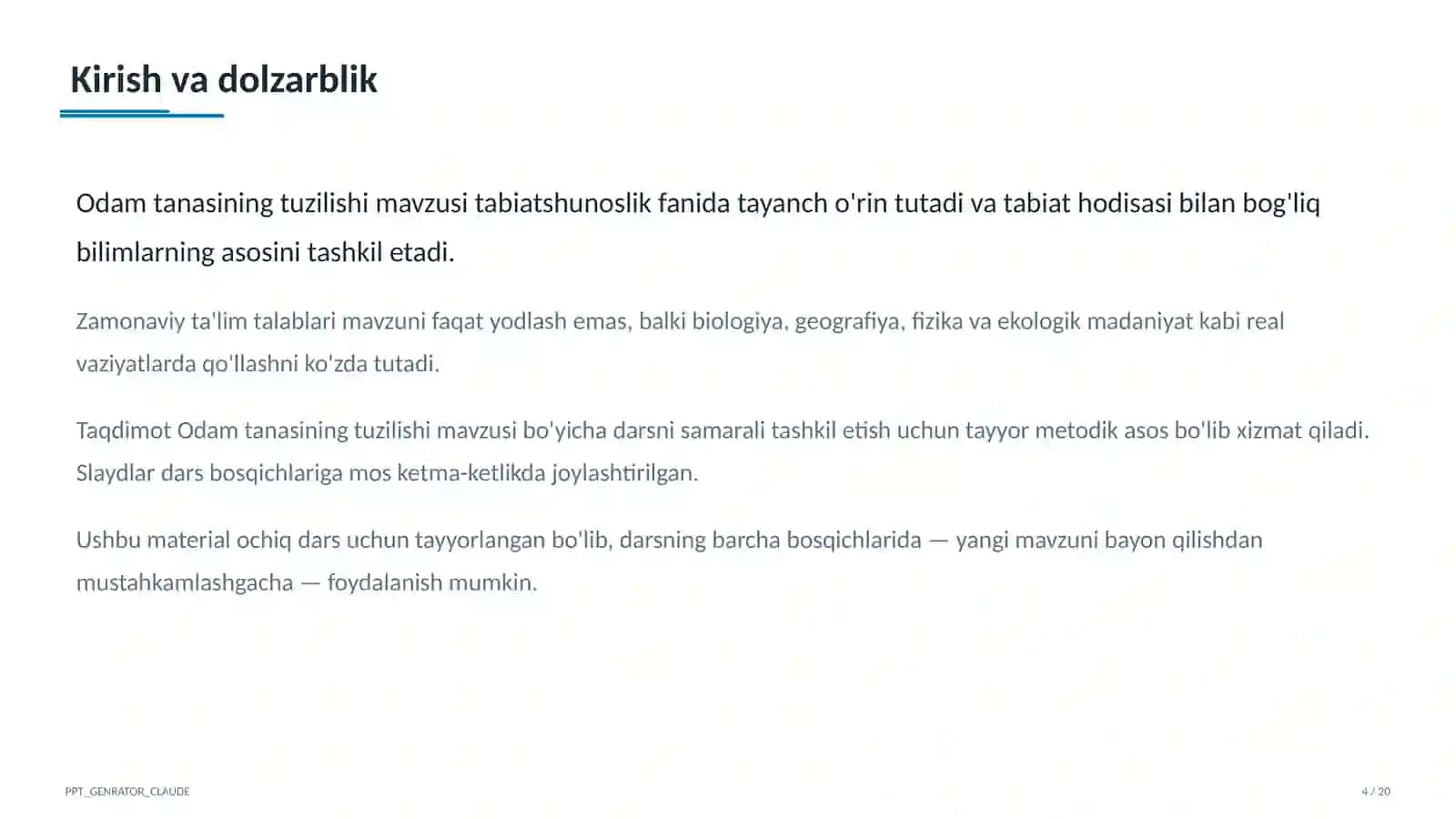 Odam tanasining tuzilishi (2-sinf) 4
