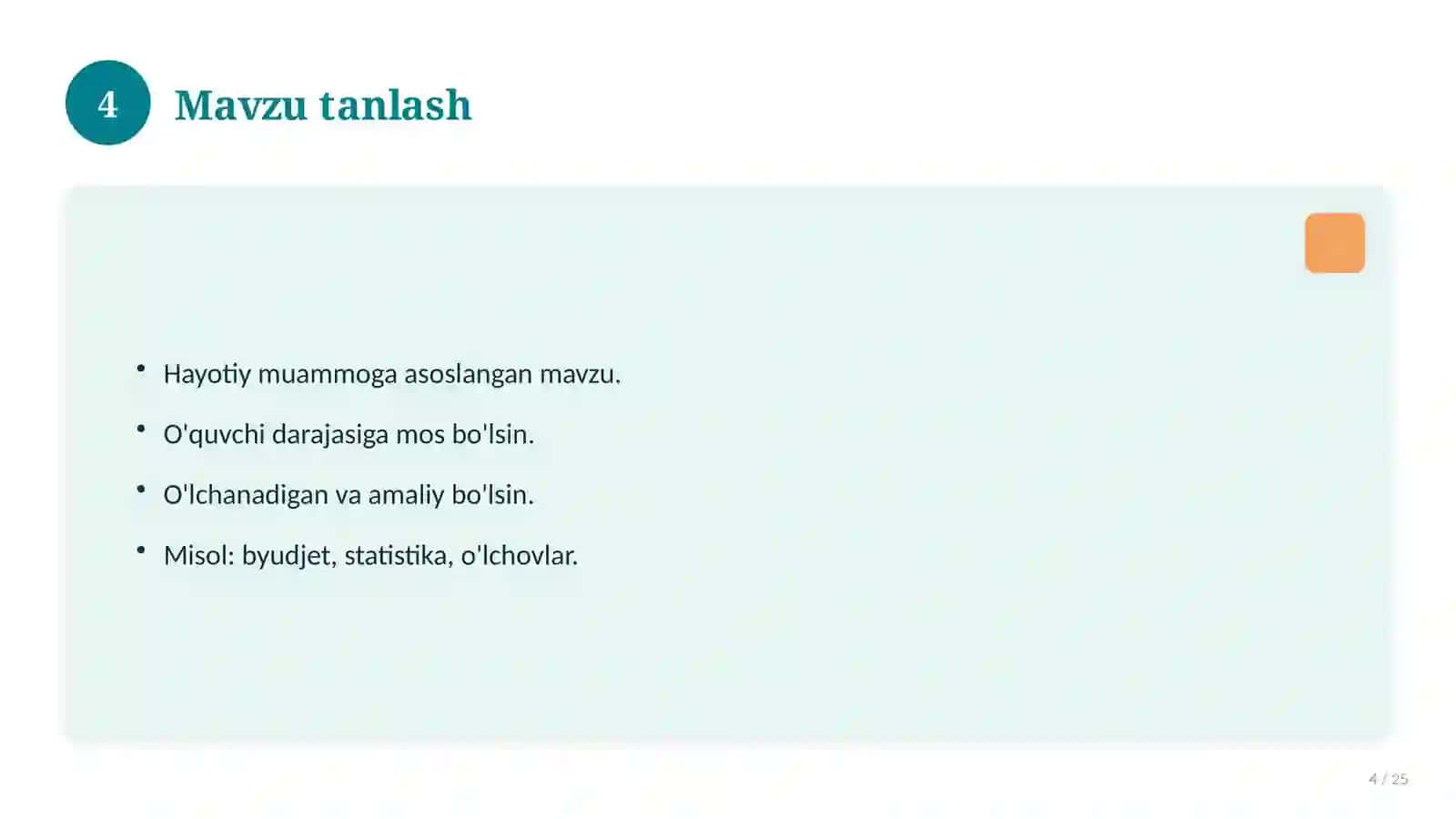 Matematika fanidan 5-sinf loyiha ishi 4