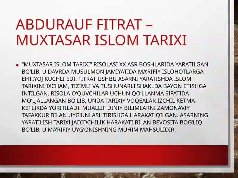 Abdurauf Fitratning "Muxtasar islom tarixi" risolasi 4