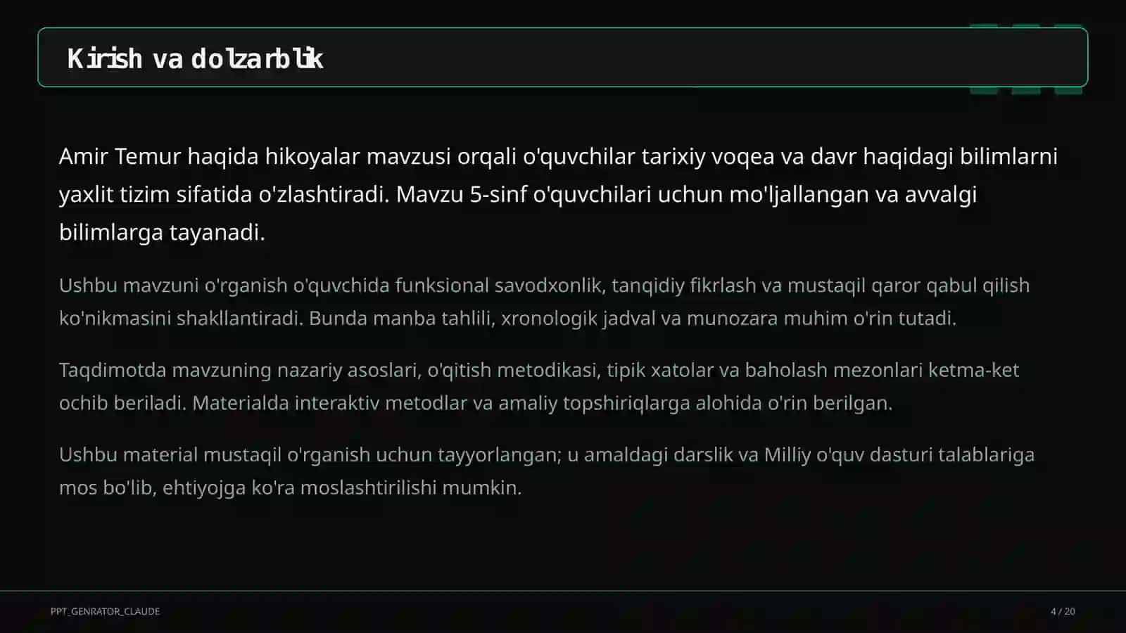 Amir Temur haqida hikoyalar (5-sinf) 4