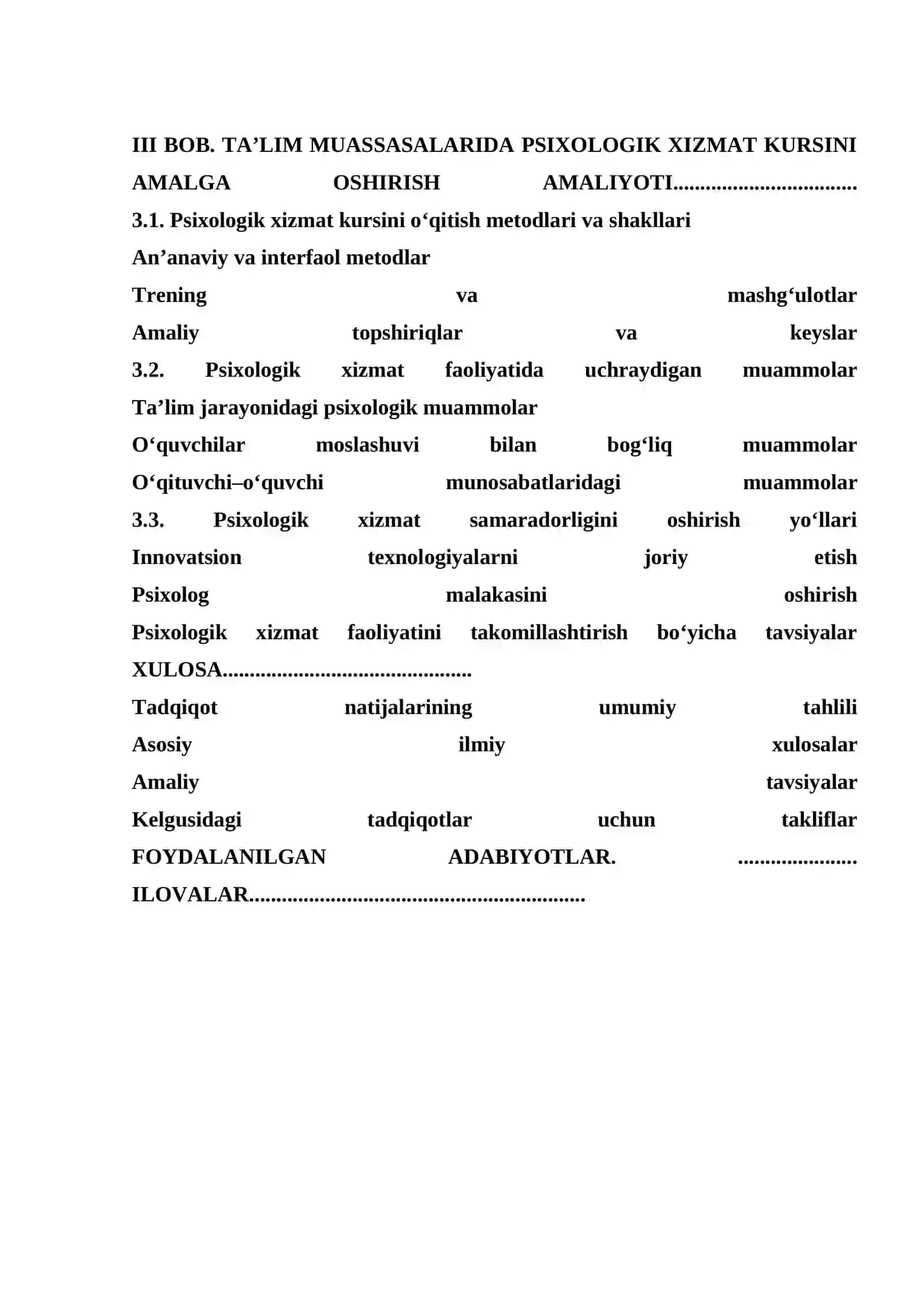 Ta'lim muassasalarida psixologik xizmat kursining predmeti va vazifalari 4