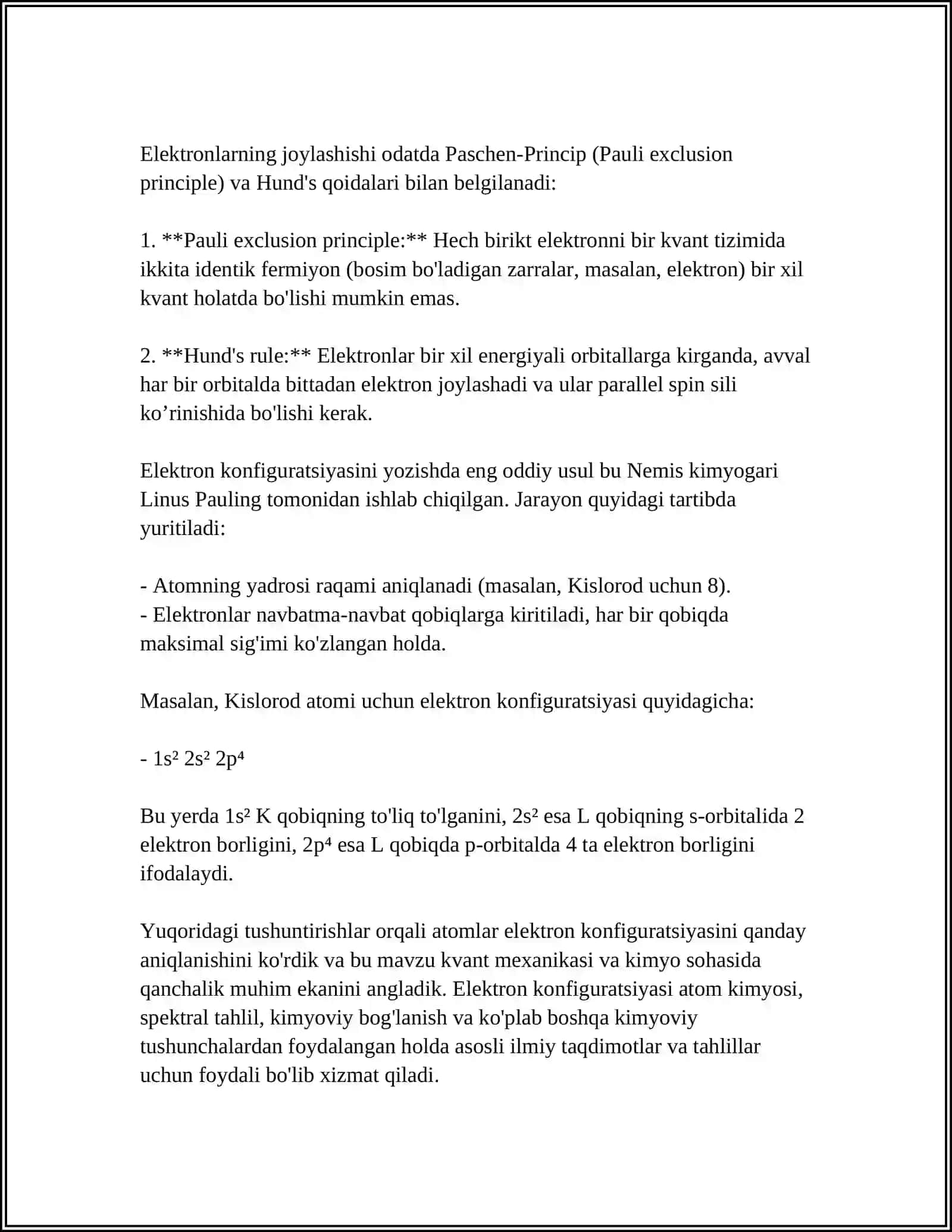 KIMYOVIY BIRIKMALARNING ELEKTRON TUZULISHI VA XOSSALARI 4