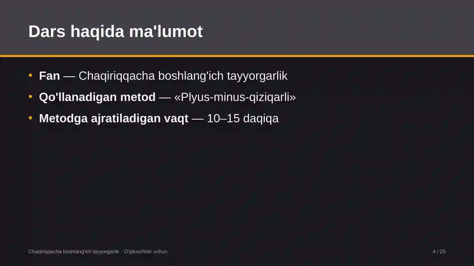 chaqiriqqacha boshlang'ich tayyorgarlik darslarida plyus minus qiziqarli metodidan foydalanish 7182 4