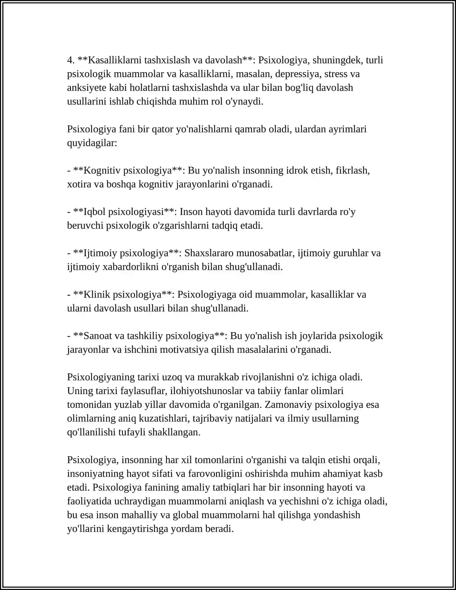 PSIXOLOGIYANING UMUMIY MASALALARI VA PSIXOLOGIYA NIMA HAQIDA BAHS YURITADI? 4