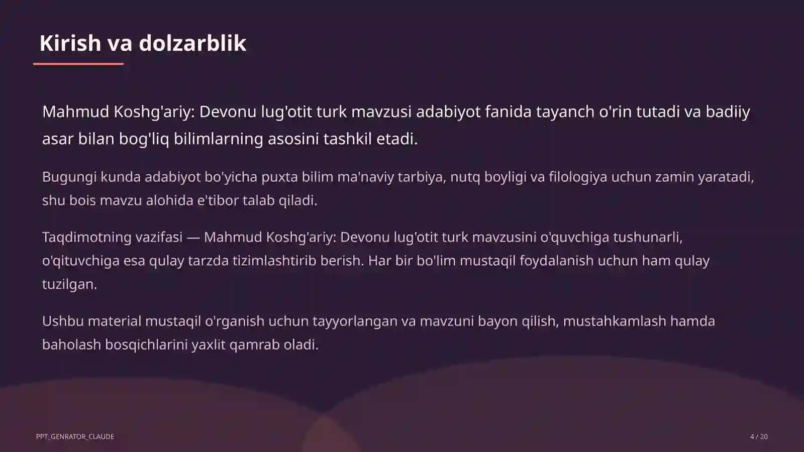 Mahmud Koshg'ariy: Devonu lug'otit turk (7-sinf) 4
