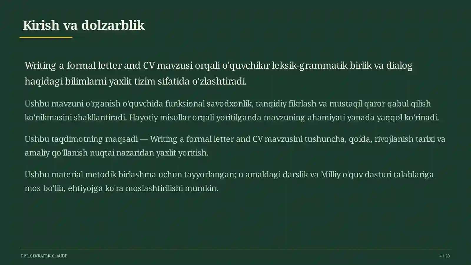 Ingliz tili (1– 11) — metodik birlashma uchun 4
