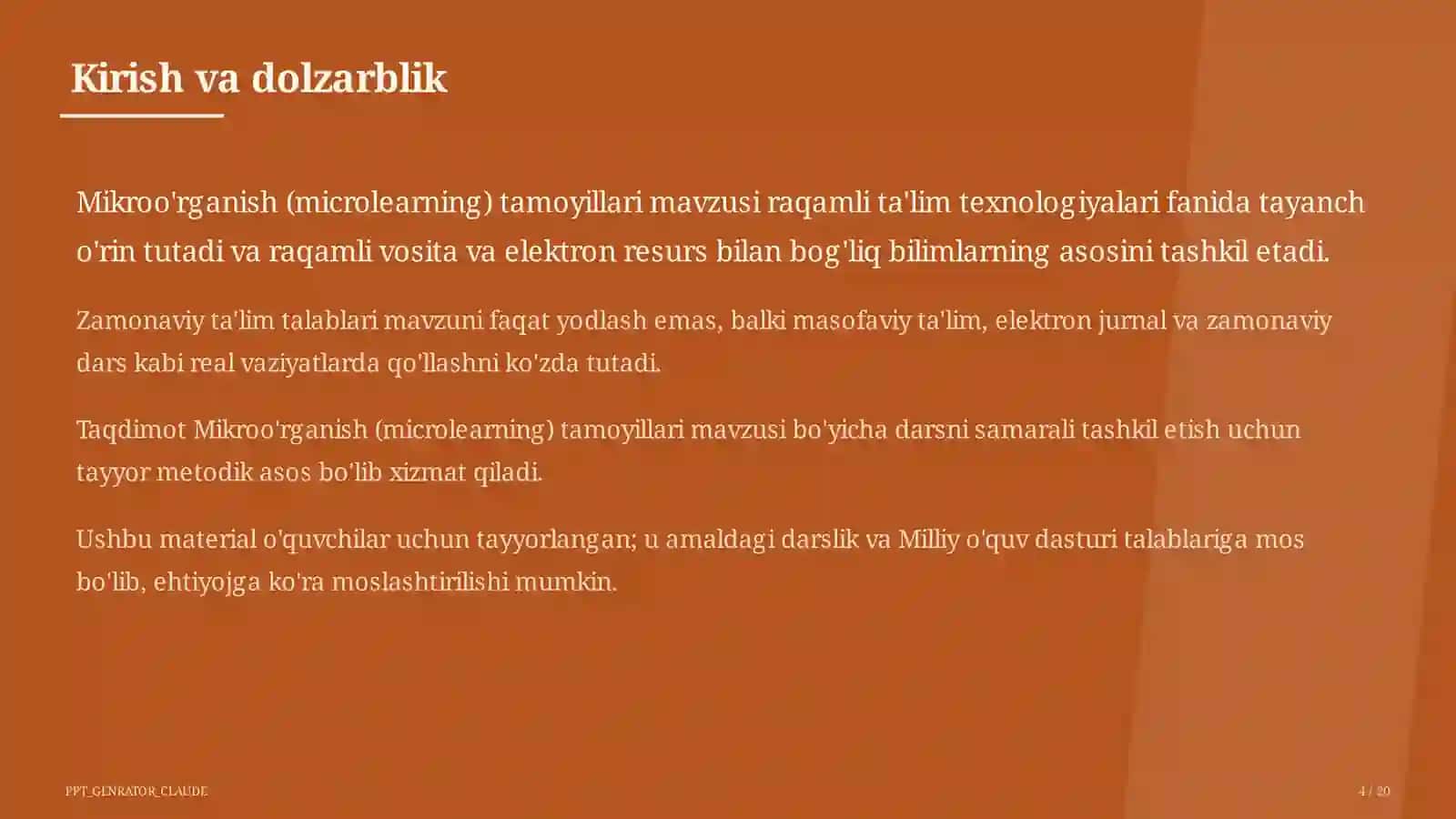 Mikroo'rganish (microlearning) tamoyillari 4