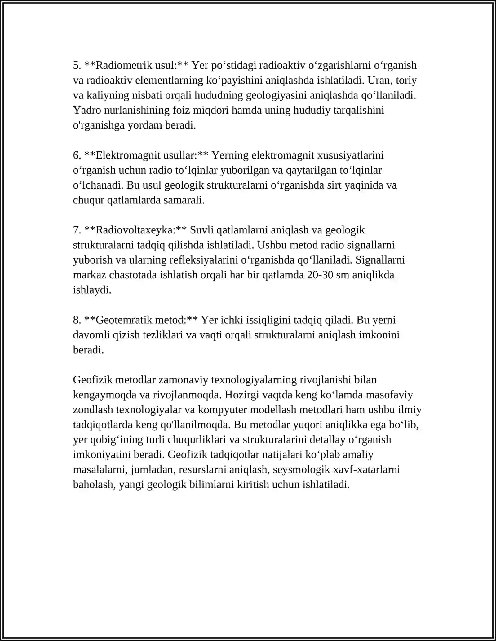 MUSTAQIL ISH Mavzu: GEOFIZIK USULLAR YORDAMIDA TABAQALASH VA TAQQOSLASH 4