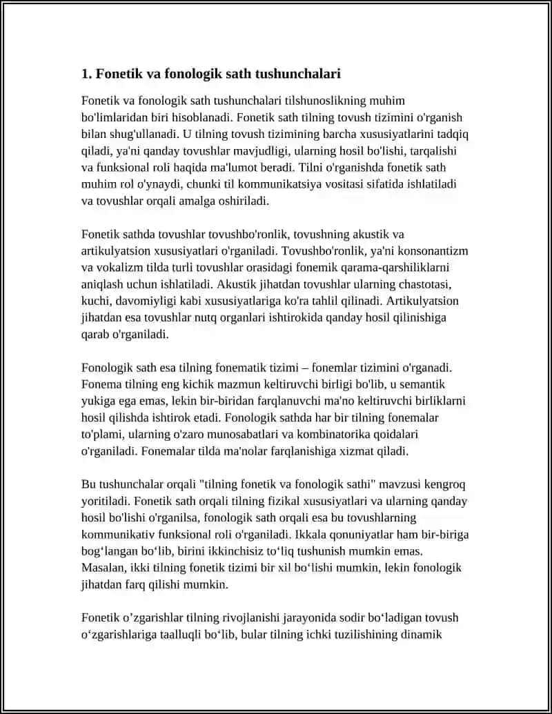TILNING FONETIK VA FONOLOGIK SATHI.FONETIK OʻZGARISHLAR 4